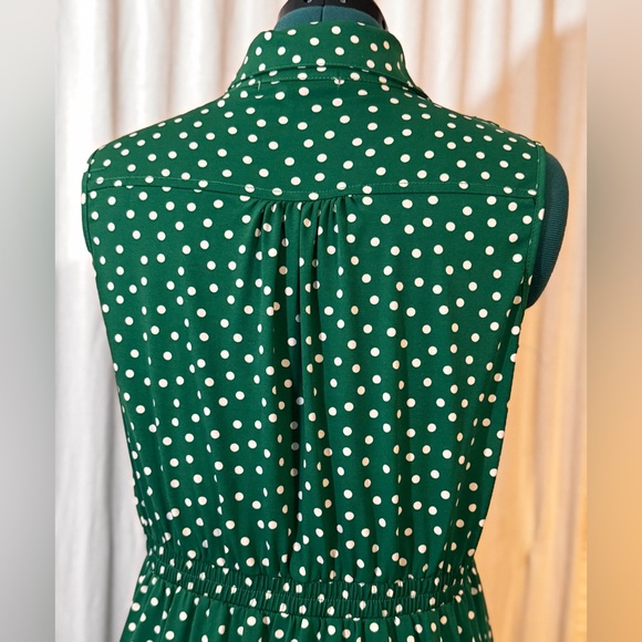 Ryan Michelle Green Polka Dot Sleeveless Fit and Flare Dress Size petite large - Picture 6 of 13